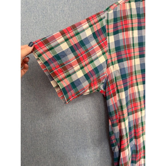 Polo Ralph Lauren Mens L Short Sleeve Plaid Button Down Shirt Red Green Blue - Picture 2 of 9
